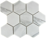 Mosaik Fliese Keramikmosaik weiß Hexagon Carrara 11F-0102