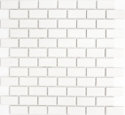 Halbverband Mosaik Fliese weiß glänzend Brick Keramik Fliesenspiegel Küche 24-3WG