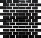 Halbverband Mosaik Fliese schwarz glänzend Brick Keramik Fliesenspiegel Küche 24-4BG