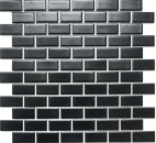 Halbverband Mosaik Fliese schwarz matt Brick Keramik Fliesenspiegel Küche 24-04BM