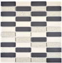 Mosaik Kreuzverbandoptik Keramik unglasiert mix beige schwarz matt - 10 Mosaikblaetter