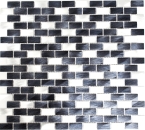 Mosaik Fliese Aluminiummosaik Silber Schwarz Brickoptik Gebürstet Fliesenspiegel Wandfliese - 48-0208