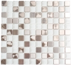 Glasmosaik Mosaikfliese Edelstahl Bordüre Weiß silber Fliesenspiegel 129-0104_8mm