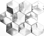 Mosaik Fliese Edelstahl Silber Hexagon 3D Gebürstet Wandfliese Küchenrückwand - 129-HXM20SD