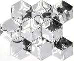 Mosaico de acero inoxidable de plata hexagono de vidrio 3D backsplash azulejo de la pared - 129-HXM10SG