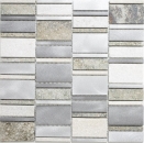 Quarzit Aluminium Mosaik Riemchen Silber Grau Anthrazit Wanverkleidung Küchenfliese - 49-505