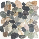 Mosaik Kieseloptik Flusskiesel mix weiss gelb matt - 10 Mosaikblaetter