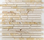 Bruchmosaik Stäbchen Marmor Natursteinmosaik beige golden cream poliert Struktur 40B-2807