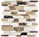 Mosaik Fliese Marmor Natursteinmosaik beige braun Brickmosaik Castanao Biancone 40-12-295