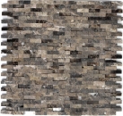 Splitface mosaique carreau de marbre pierre naturelle mur brun Brick Emperador 3D petit 40-3D76