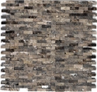 Splitface Mosaik Fliese Marmor Naturstein Wand braun Brick Emperador 3D klein 40-3D76