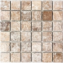 Mosaique Carre Noce Antique Travertin noyer mat R10C