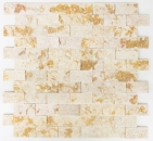 Splitface Mosaik Fliese Marmor 3D Natursteinwand Brick sunny gold beige 42-X3D46