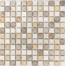 Mosaico cuadrado mezcla de travertino beige marron mate
