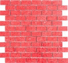 Kunststein Mosaik Fliese Quarzmosaik Artificial Brick Rot Glitzer Fliesenspiegel Wandverblender - 46-ASMB4