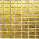 Mosaik Fliese Glasmosaik Gold Struktur Wandverkleidung Küche Bad - 120-0742