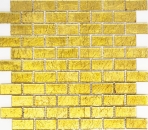 Mosaik Fliese Glasmosaik Gold Struktur Brick Wandverkleidung Küche Bad - 120-0744