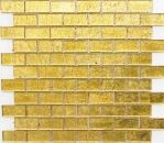Mosaik Fliese Glasmosaik Gold Struktur Brick Wandfliese Küchenfliese Fliesenspiegel - 120-0784