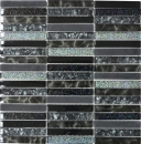 Batonnets de mosaique Mosaique de verre Night black translucide aspect croise noir brillant
