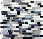 Mosaik Verbundoptik Transluzent Crystal mix weiss grau schwarz glaenzend - 10 Mosaikblaetter