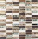 Riemchen Rechteck Mosaik Fliese Komposit Aluminium beige braun silber Glasmosaik Fliesenspiegel Küche Wand Bad - MOS87-SM48