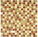 Mosaique Carre Mosaique de verre Resin mix optique beige rouge Mix translucide aspect retro brillant