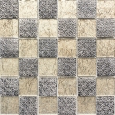 Mosaik Reliefoptik Mix Transluzent Resin mix champagner schwarz glaenzend - 10 Mosaikblaetter