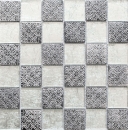 Mosaik Fliese Glasmosaik Silber Grau Resin Optik Fliesenspiegel Wand Küche - 88-8OP6