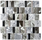 Marmor Glasmosaik Mosaikfliesen grau hellgrau anthrazit silber Küchenwand Fliesenspiegel Bad WC - 88-0210