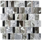 Mosaico multioptico mezcla piedra translucida mezcla gris negro brillante - 10 hojas de mosaico