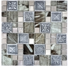 Mosaique de verre Pierre artificielle Carreaux de mosaique Resine argent gris anthracite Ornement carrelage mur WC - 88-0280