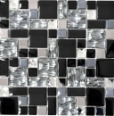 Combinacion mosaico look mezcla acero inoxidable translucido mezcla negro brillante - 10 hojas de mosaico