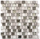 Mosaique aspect relief Mix pierre translucide Resin Ceramique mix gris blanc brillant - 10 feuilles de mosaique