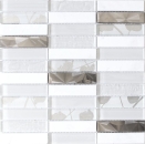 Mosaique rectangle mosaique de verre pierre mix acier blanc mix translucide inox aspect croise brillant