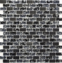 Mosaik Stäbchen Verbund Naturstein Mosaikfliese schwarz anthrazit Brick Glasmosaik Bruchglas Marmor Küchenrückwand Bad - 87-b1128