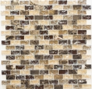 Mosaik Stäbchen Verbund Naturstein Mosaikfliese dunkelbraun nussbraun beige Brick Glasmosaik Bruchglas Fliesenspiegel Wand - 87-B1155