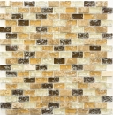 Mosaik Stäbchen Verbund Naturstein Mosaikfliese hellbeige braun Brick Glasmosaik Bruchglas Marmor Küchenrückwand Bad WC - 87-B1153