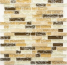 Mosaique composite Mosaique de verre Pierre mix emperador clair Mix translucide Aspect de la maconnerie beige clair brillant