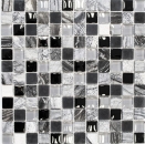 Mosaico mezcla piedra translucida gris negro mate - 10 hojas de mosaico