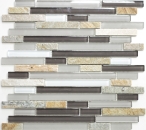 Mosaico de vidrio de piedra natural barras de grafito azulejos de mosaico de piedra gris marron blanco oxido antracita pared backsplash WC - MOS86-0202
