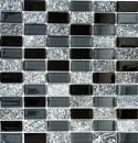 Mosaique Rectangle Mosaique de verre Pierre mix gris noir Mix translucide aspect croise brillant