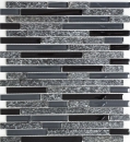 Mosaik Verbund Glasmosaik Stein mix grau schwarz Mix Transluzent Mauerverbandoptik glänzend