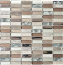 Mosaique rectangle mosaique de verre pierre mix brun clair mix translucide aspect croise argent gris brillant