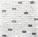 Barras de mosaico compuesto de piedra natural mosaico de azulejos de ladrillo de plata blanca de vidrio mosaico de concha estructura backsplash de la cocina cuarto de bano WC - 87-B01S