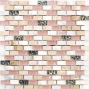 Mosaico de pequenas filas compuesto de piedra natural mosaico de azulejos beige rosa nacar ladrillo mosaico de vidrio - 10 hojas de mosaico