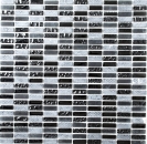 Batonnets de mosaique de verre pierre mix gris mat noir mix translucide aspect croise brillant