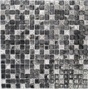Mosaique carre Mosaique de verre pierre mix blanc argent noir structure mix translucide aspect relief brillant