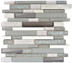 Mosaique Aspect de la maconnerie Mix pierre translucide Ceramique gris brillant - 10 feuilles de mosaique
