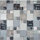 Mosaique de verre Carreau de mosaique Argent gris clair Anthracite Noir Carrelage - 88-0317