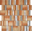 Glasmosaik Mosaikfliese Silber Hellbeige Kupferbraun Fliesenspiegel Küche - 88-0013